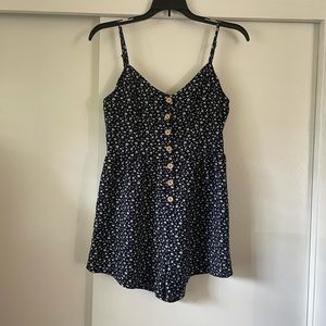 Navy blue button down flower top